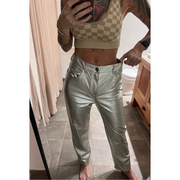 *SOLD* Zara faux leather silver metallic pants - Picture 5 of 6